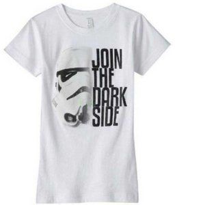Girls Disney Star Wars Shirt 14 White JOIN THE DARK SIDE Short Sleeve Crew